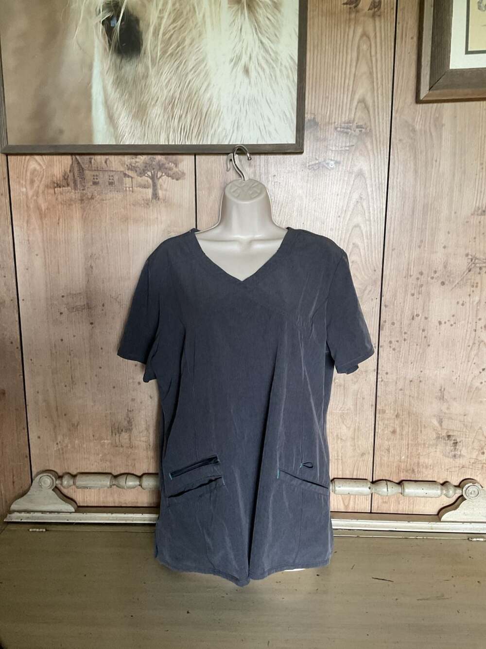 WonderWink Scrub Top Women's Size Large Heather Midnight V-Neck